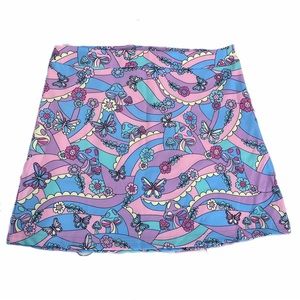 Sugar Thrillz x Dolls Kill Psychedelic Mushroom Butterfly Pastel Skirt Size Med